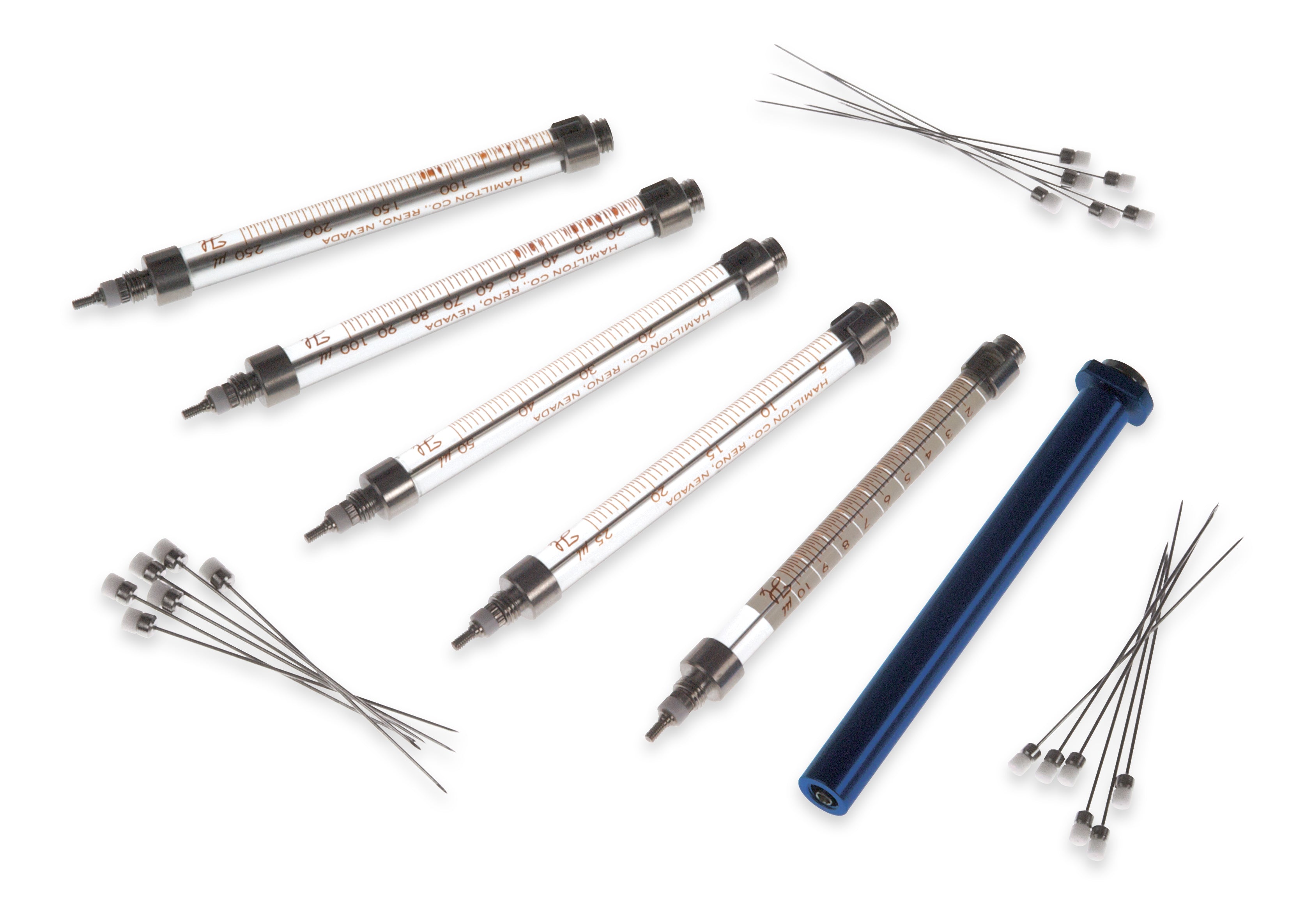 10, 25, 50, 100, and 250 µL, Model RN SYR, 5 Pack, Removable NDL, 26s and 22s ga, 2 in, point style 2